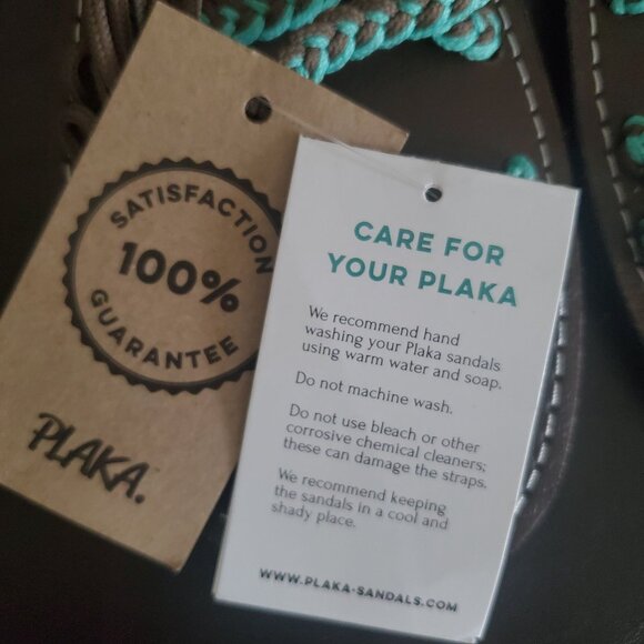 Plaka Flat Sandals Womens palm leaf slip on Stretch-to Fit Straps Sz 10 new - Picture 4 of 9